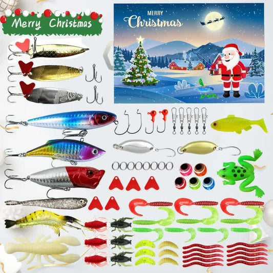 Fishing Lures Tackle Set for Fisher Men, Father, Granpa, Boys - 2025 Christmas Surprise Gift 78pcs V1079-FISHBLUE