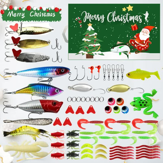 Fishing Lures Tackle Set for Fisher Men, Father, Granpa, Boys - 2025 Christmas Surprise Gift 78pcs V1079-FISHGREEN