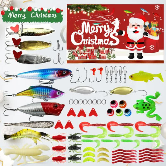 Fishing Lures Tackle Set for Fisher Men, Father, Granpa, Boys - 2025 Christmas Surprise Gift 78pcs V1079-FISHRED