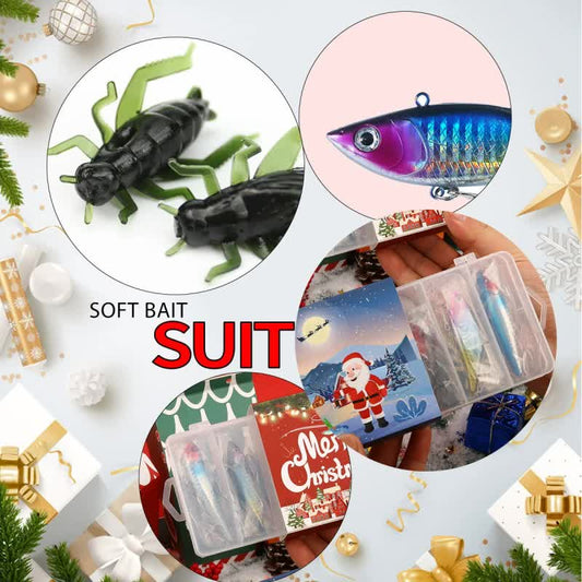 Fishing Lures Tackle Set for Fisher Men, Father, Granpa, Boys - 2025 Christmas Surprise Gift 78pcs V1079-FISHRED