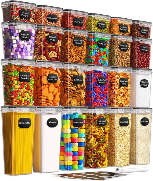 Airtight Food Storage Containers with Lids, 24 PCS Kitchen and Pantry Organization Canisters, BPA-Free, V1079-FOODCONTAIN24