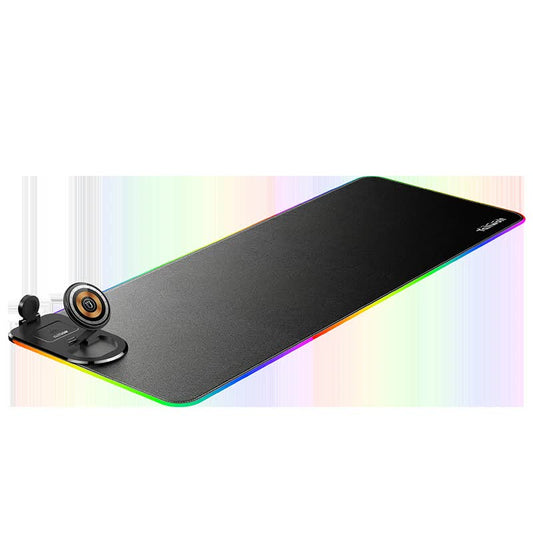 Wireless Charging Mouse Pad 15W RGB Gaming Mousepad Waterproof Desk Mat with Phone Holder 35.4''x11.8'' Extra V1079-MOUSRPADBLACK