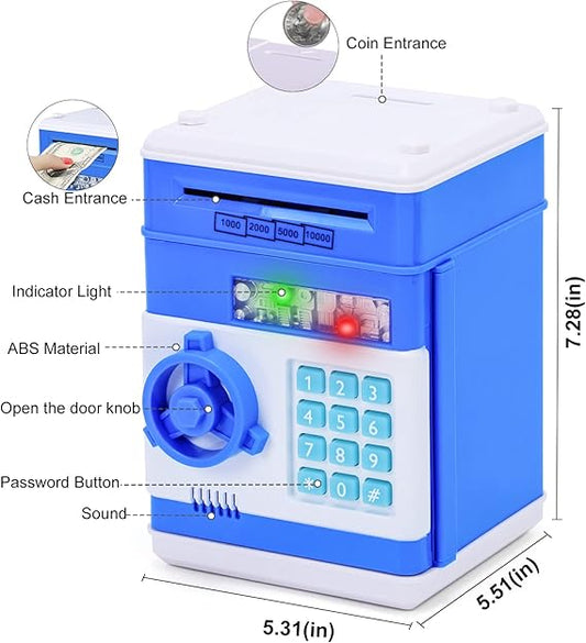 Toys for Kids Ages 5-7, 8-10, Electronic ATM Password Cash Coin Can Auto Scroll Paper Money Saving Box Toys V1079-SAVINGBANK001GREEN