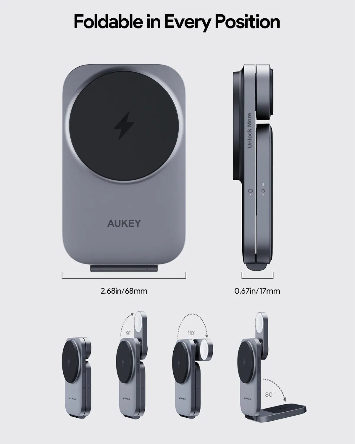 Aukey MagFusion Z Qi2 3-in-1 Foldable Magnetic Fast Wireless Charging Station (LC-MC312) V1089-LLTSAUN1049283A