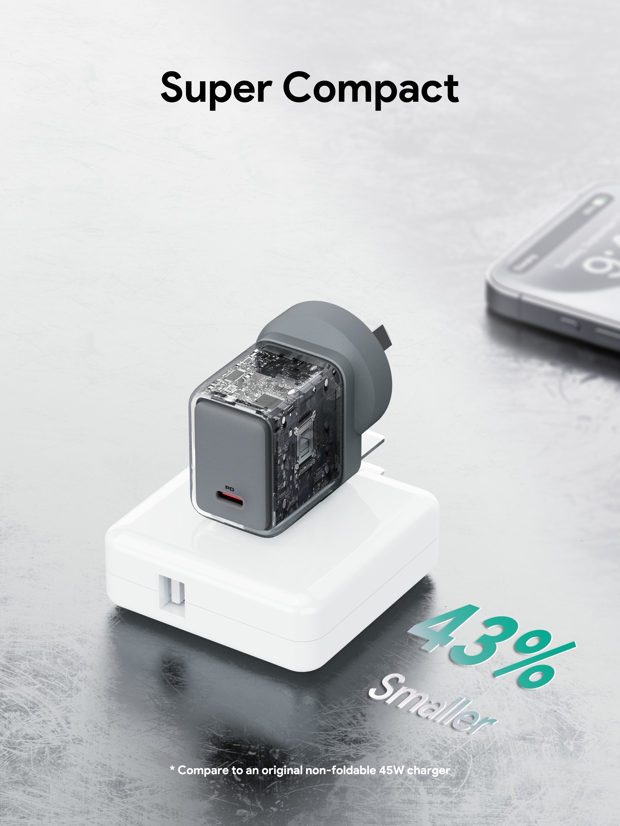 Aukey Comet 45W PD Fast Wall Charger GaN USB-C (PA-C2) V1089-LLTSAUN1056369VN