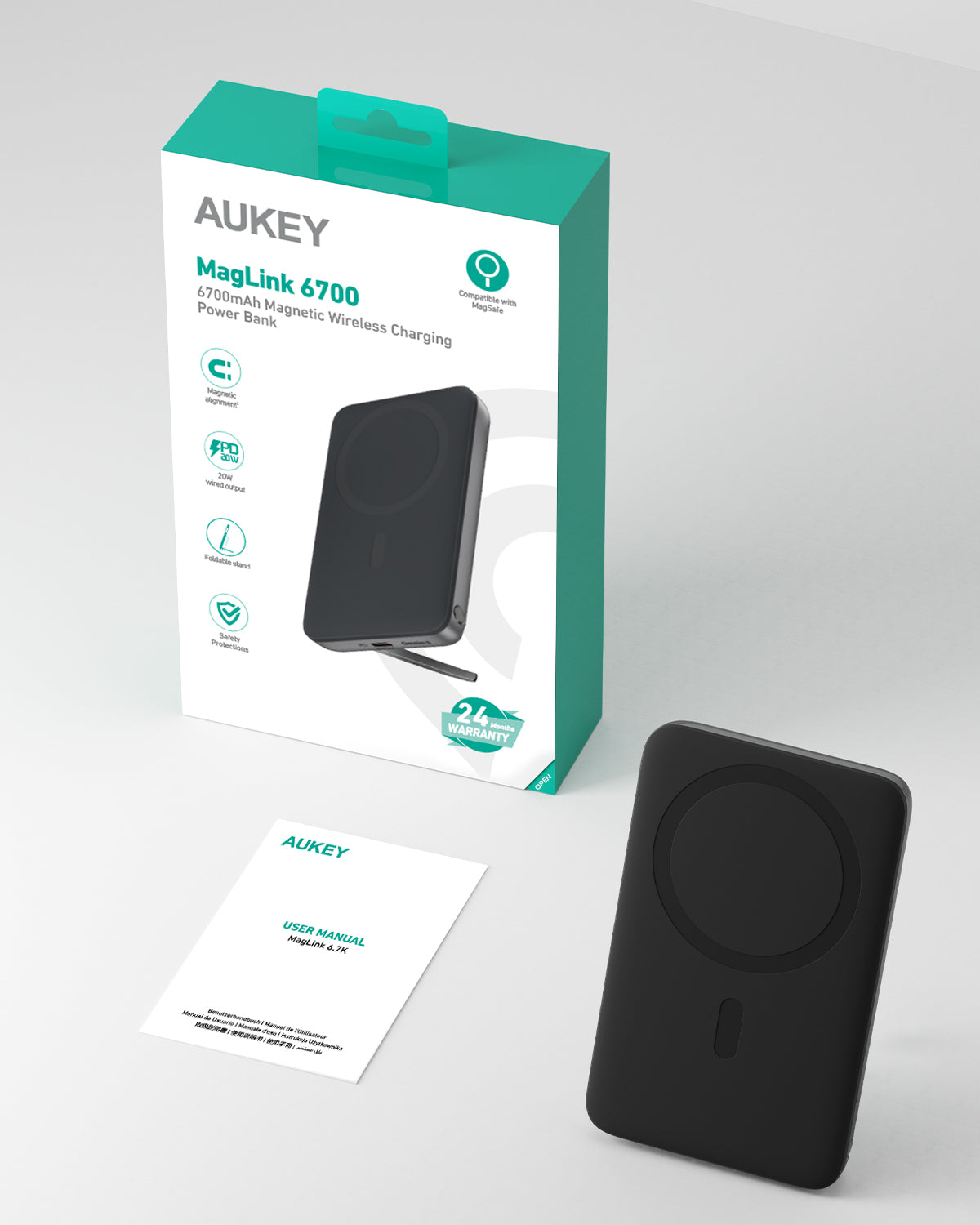 Aukey MagLinnk 6700mAh Magnetic Wireless Charging Power Bank (PB-MS01) V1089-LLTSN1043192