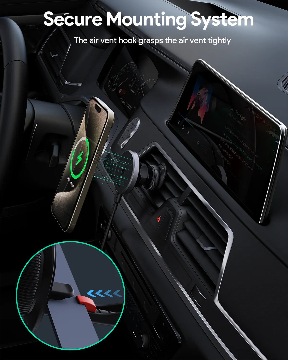 Aukey MagLink Dash Magnetic Fast Wireless Charging Phone Mount (HD-MC13) V1089-LLTSN1048332