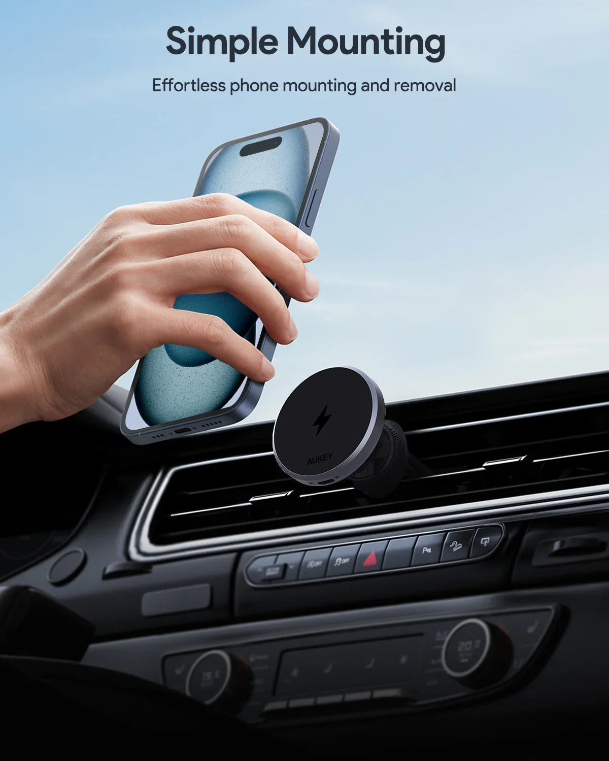 Aukey MagLink Dash Magnetic Fast Wireless Charging Phone Mount (HD-MC13) V1089-LLTSN1048332