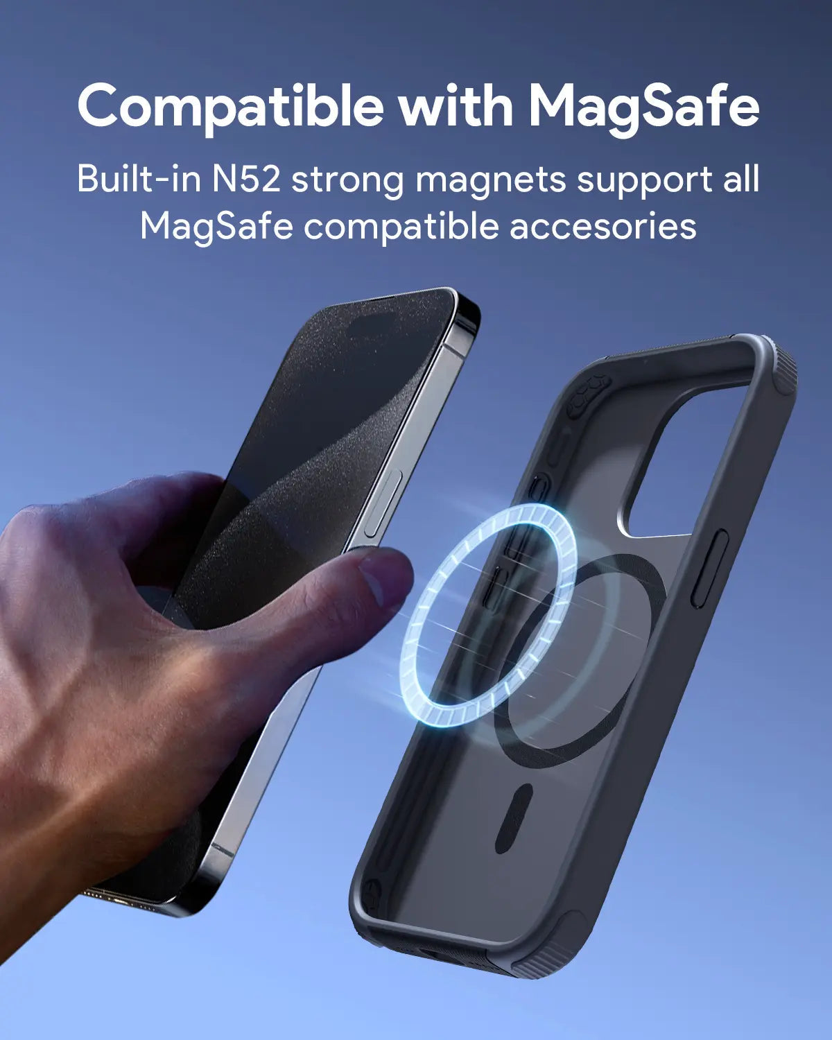 Aukey Urban Guard Elite Magnetic Hard-Shell iPhone 15 Pro Phone Case - Dark Gray (UG10C) V1089-LLTSN1049791