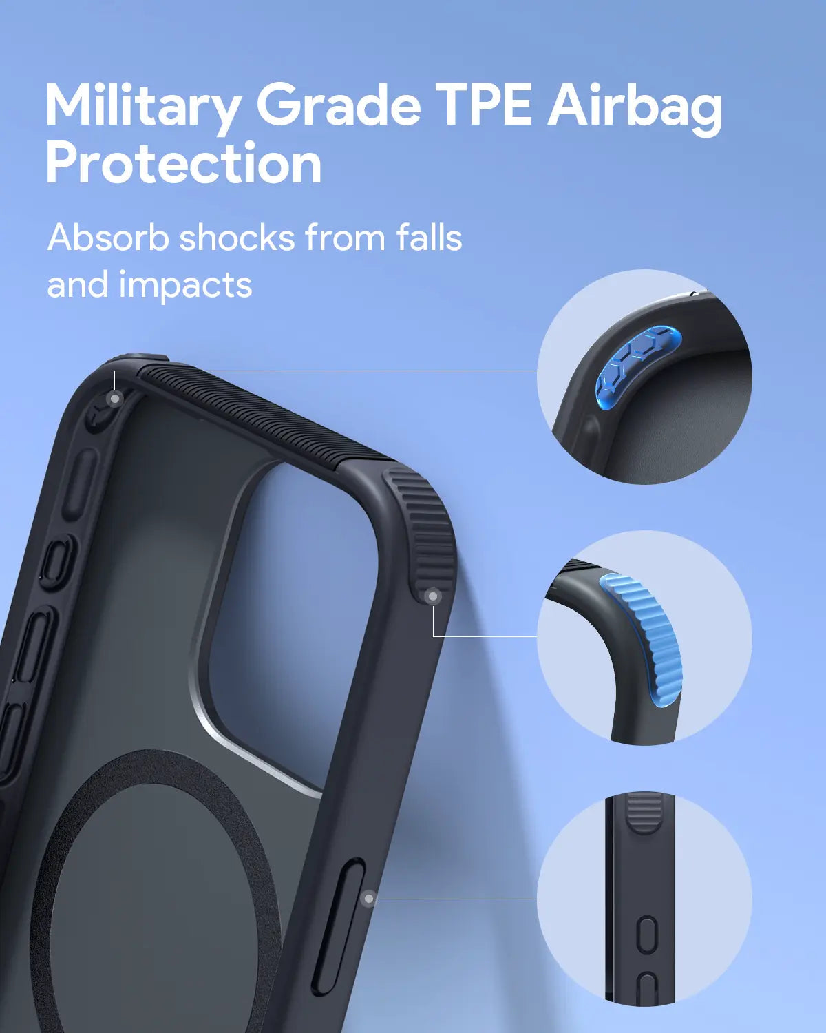 Aukey Urban Guard Elite Magnetic Hard-Shell iPhone 15 Pro Phone Case - Dark Gray (UG10C) V1089-LLTSN1049791
