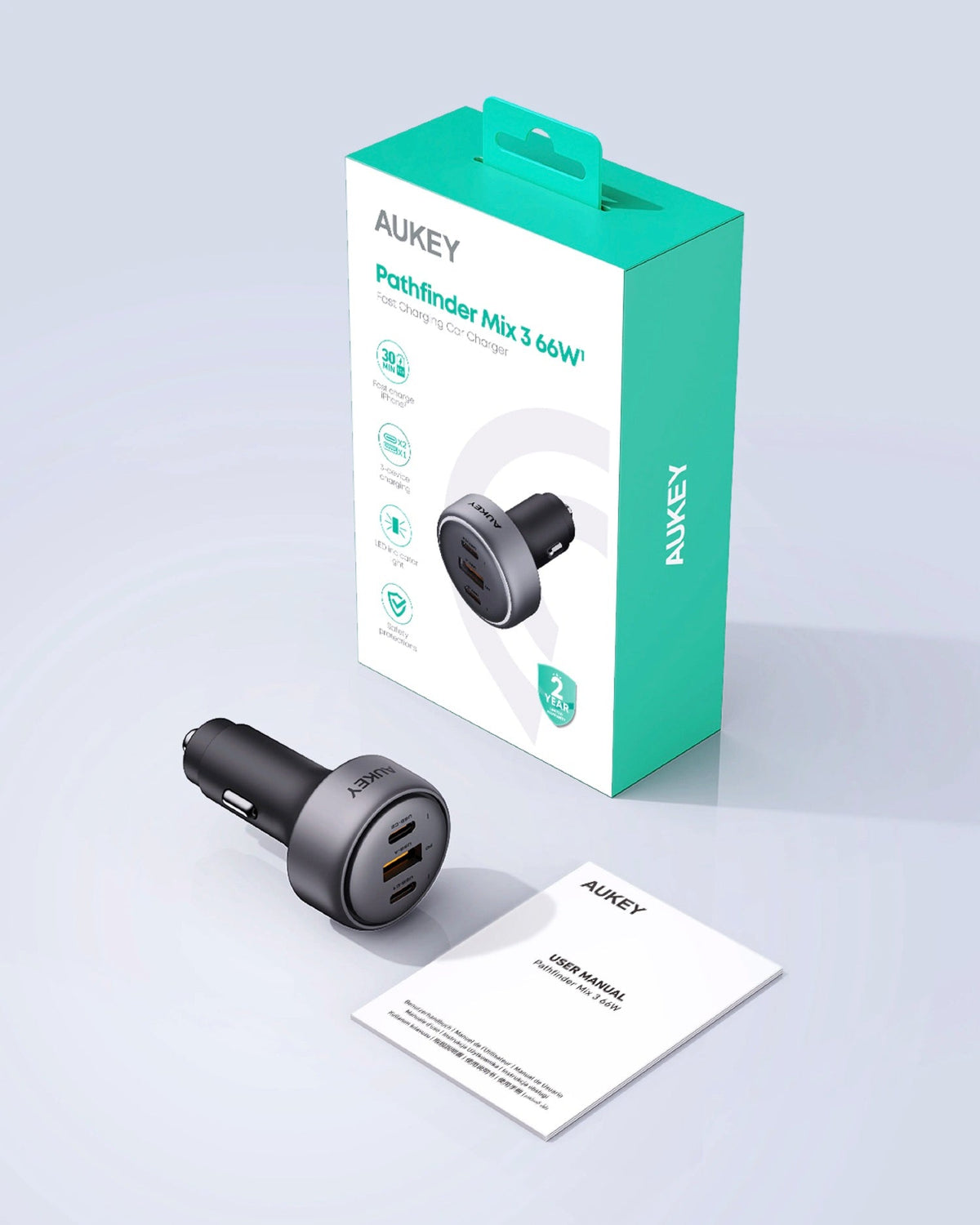 Aukey Pathfinder Mix 3 100W Fast Charging Car Charger 100W (CC-P3) V1089-LLTSN1053991
