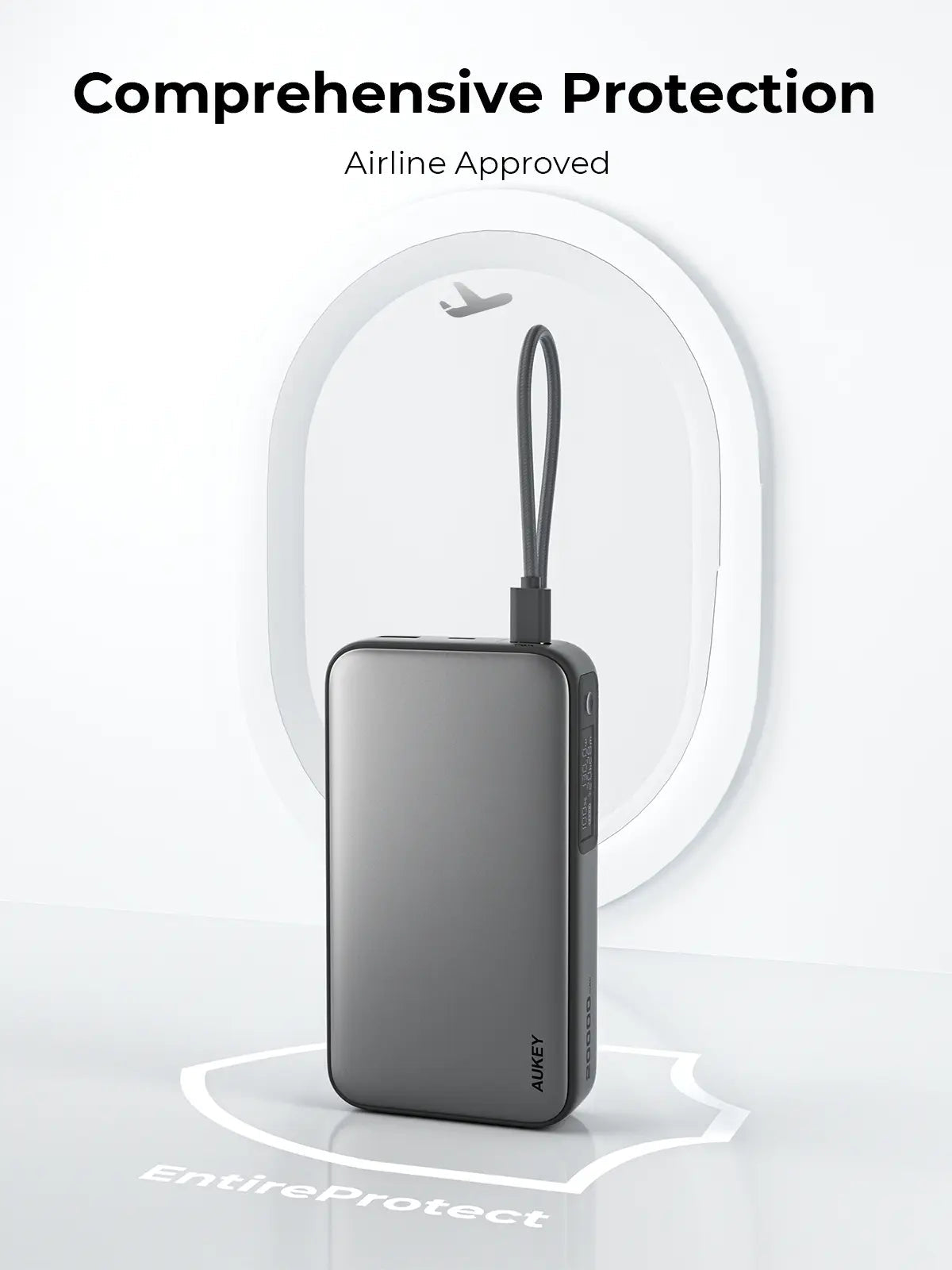 Aukey Spark Sling 20000 Compact Fast Charging Power Bank with Built-in USB-C Cable (PB-Y48) V1089-LLTSN1054705