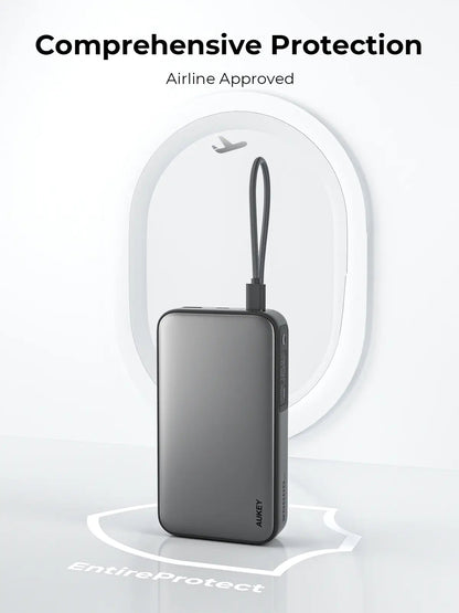 Aukey Spark Sling 20000 Compact Fast Charging Power Bank with Built-in USB-C Cable (PB-Y48) V1089-LLTSN1054705