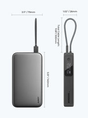 Aukey Spark Sling 20000 Compact Fast Charging Power Bank with Built-in USB-C Cable (PB-Y48) V1089-LLTSN1054705