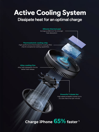 Aukey MagFusion Dash Pro Qi2 Magnetic Fast Wireless Charging Phone Mount with Active Cooling (HD-MC13A) V1089-LLTSN1055864