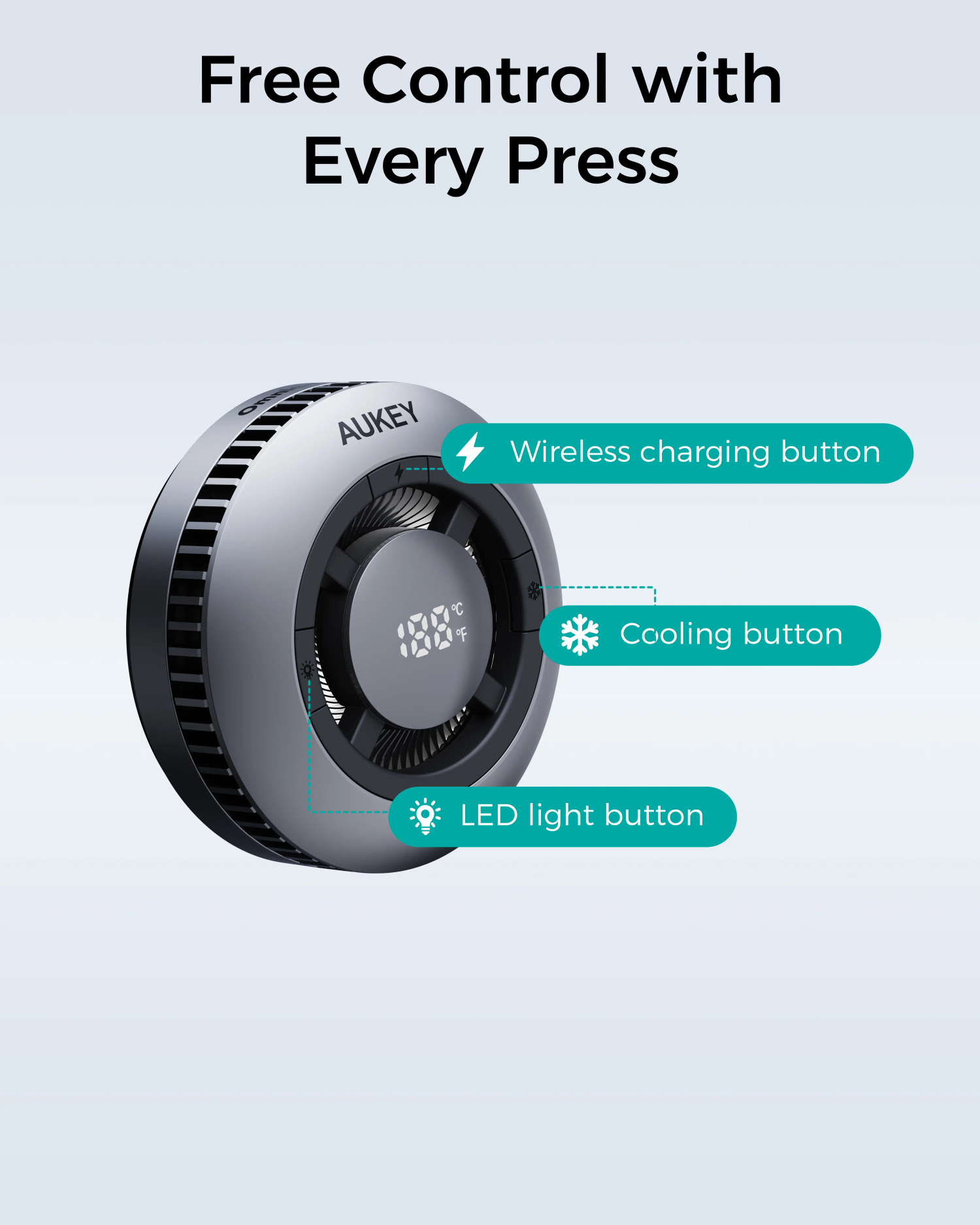 Aukey Magfusion GameFrost Magnetic Wireless Charger with Active Cooling (LC-G10) V1089-LLTSN1056610