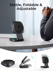 Aukey MagFusion L Qi2 Foldable 2 In 1 Magnetic Wireless Charger (LC-MC211) V1089-LLTSN1059590