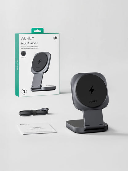 Aukey MagFusion L Qi2 Foldable 2 In 1 Magnetic Wireless Charger (LC-MC211) V1089-LLTSN1059590