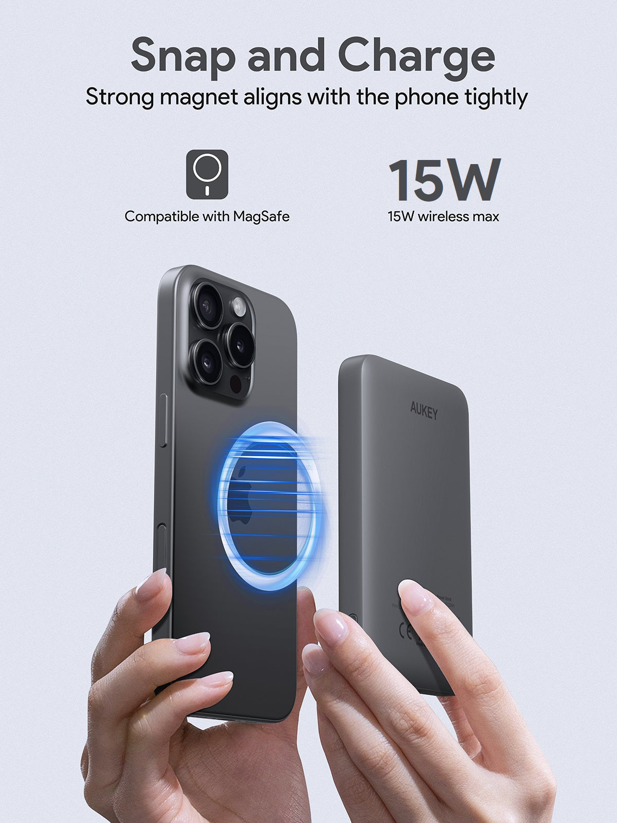 Aukey MagFusion 5000mAh Magnetic Wireless Charging Power Bank (PB-MS03) V1089-LLTSTURN1056719