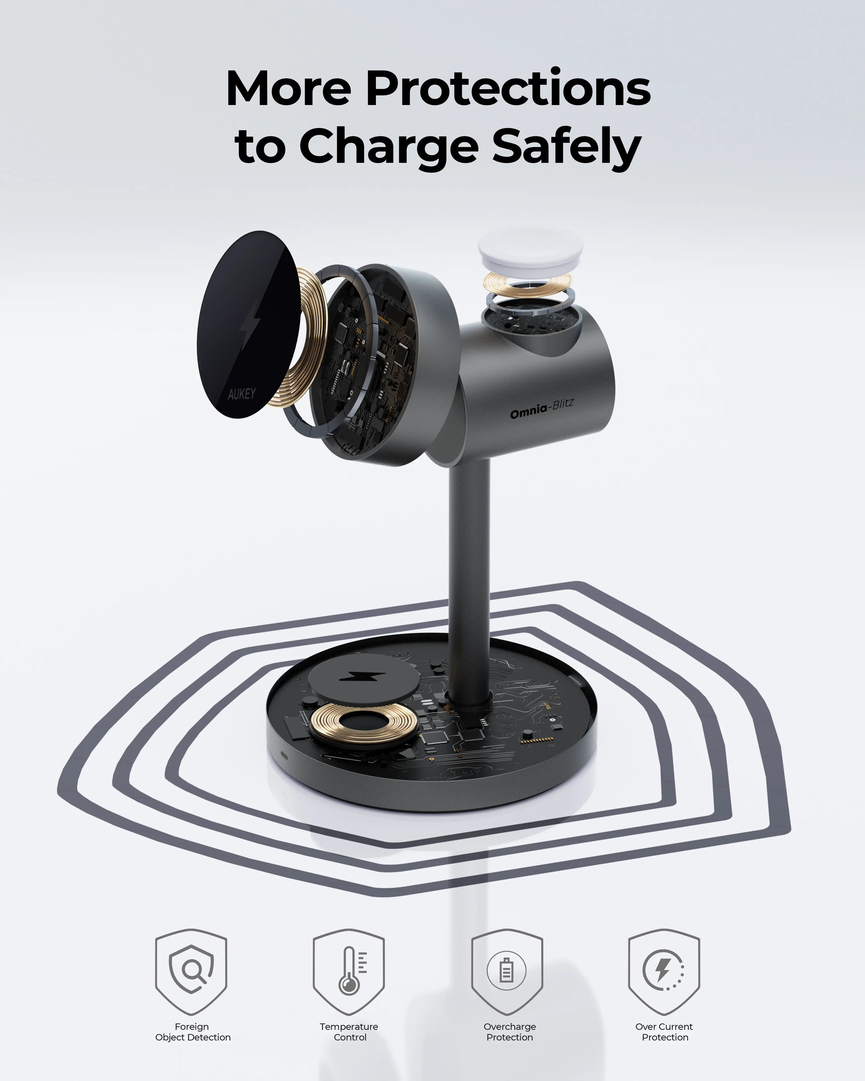 Aukey MagFusion 3-in-1 Qi2 Magnetic Fast Wireless Charging Station (LC-MC311) V1089-LLTSUKN1049280