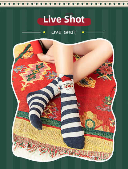 Christmas gift Christmas Socks Combed Cotton 4 Pair Medium Socks Gift Box V1091-202404022