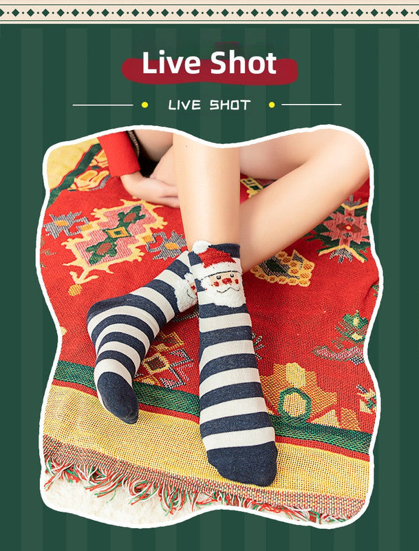 Christmas gift Christmas Socks Combed Cotton 4 Pair Medium Socks Gift Box V1091-202404023