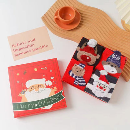 Christmas gift Christmas Socks Combed Cotton 4 Pair Medium Socks Gift Box V1091-202404024