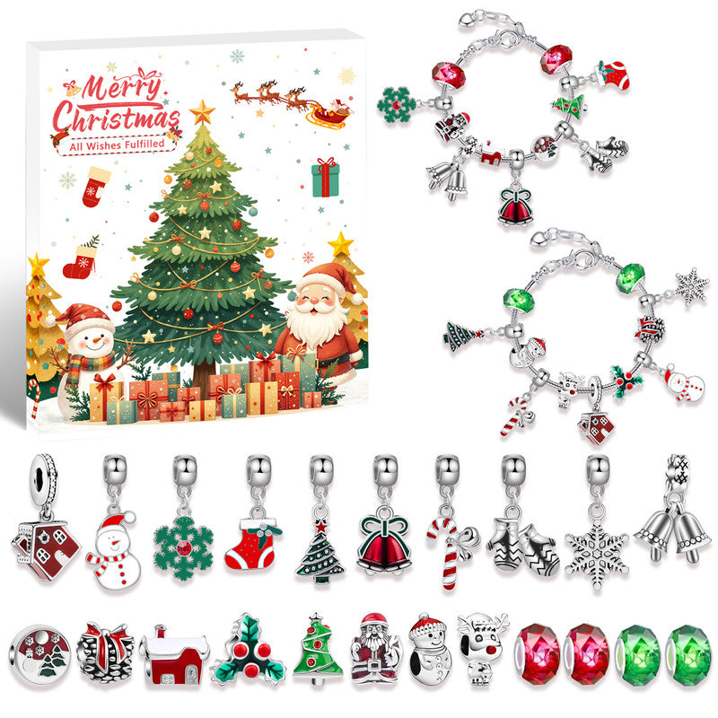 Christmas gift DIY Cartoon Snowman Bracelet Set with Crystal Beads V1091-M-13