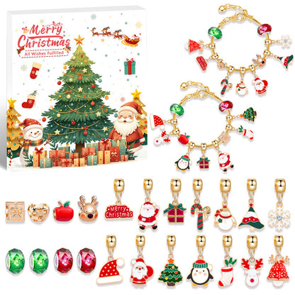 Christmas gift DIY Cartoon Snowman Bracelet Set with Crystal Beads V1091-M-13