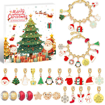 Christmas gift DIY Cartoon Snowman Bracelet Set with Crystal Beads V1091-M-14
