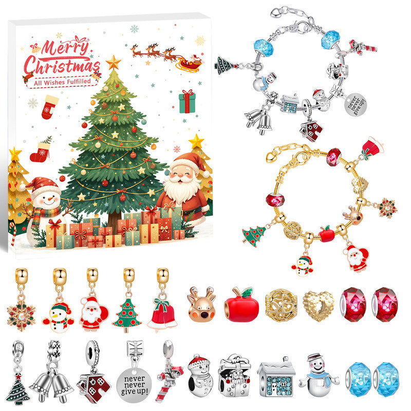 Christmas gift DIY Cartoon Snowman Bracelet Set with Crystal Beads V1091-M-14