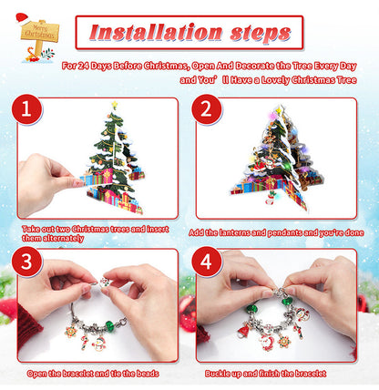 Christmas gift DIY Cartoon Snowman Bracelet Set with Crystal Beads V1091-M-29