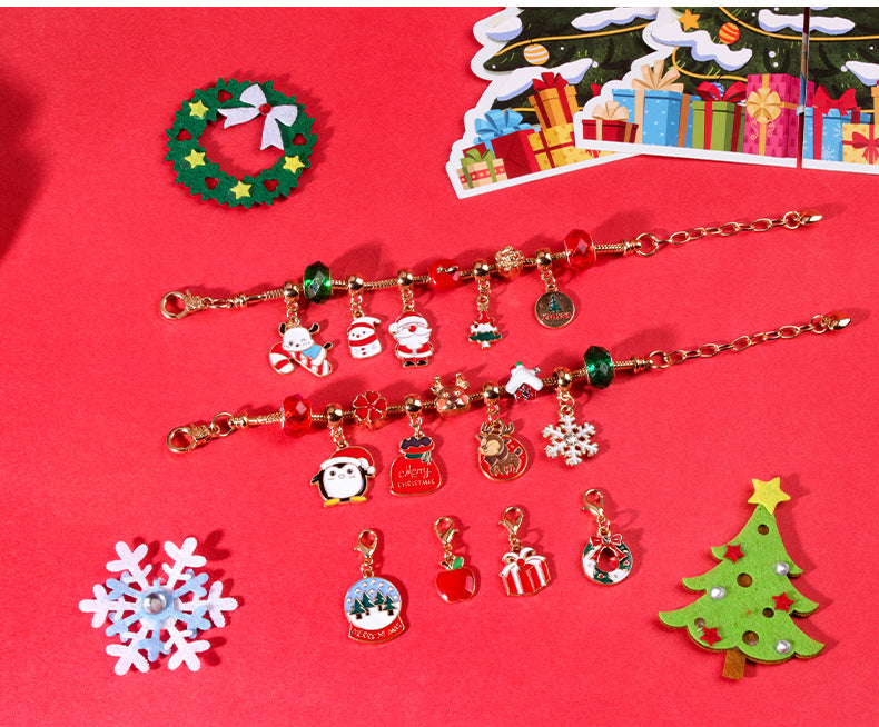 Christmas gift DIY Cartoon Snowman Bracelet Set with Crystal Beads V1091-M-30