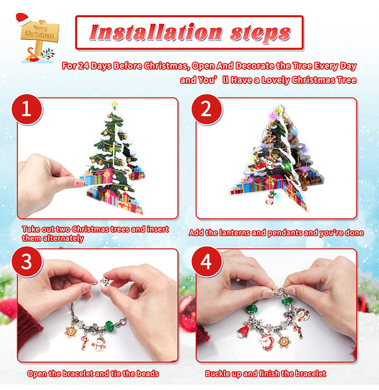 Christmas gift DIY Cartoon Snowman Bracelet Set with Crystal Beads V1091-M-31