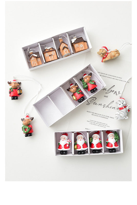 Christmas gift Christmas mini resin snow house Christmas tree pendant V1091-N25027
