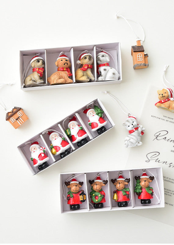 Christmas gift Christmas mini resin snow house Christmas tree pendant V1091-N250272