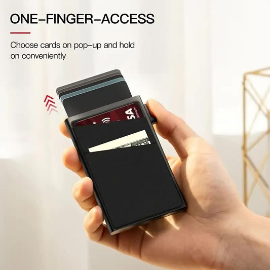 Contemporary Acrylic RFID Blocking Card Holder - Minimalist Business Wallet for Men, Automatic Pop-Up, 1pc V1091-TCSQB