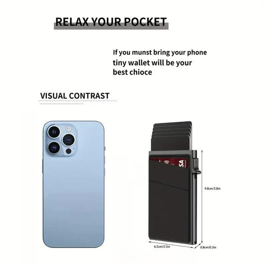 Contemporary Acrylic RFID Blocking Card Holder - Minimalist Business Wallet for Men, Automatic Pop-Up, 1pc V1091-TCSQB