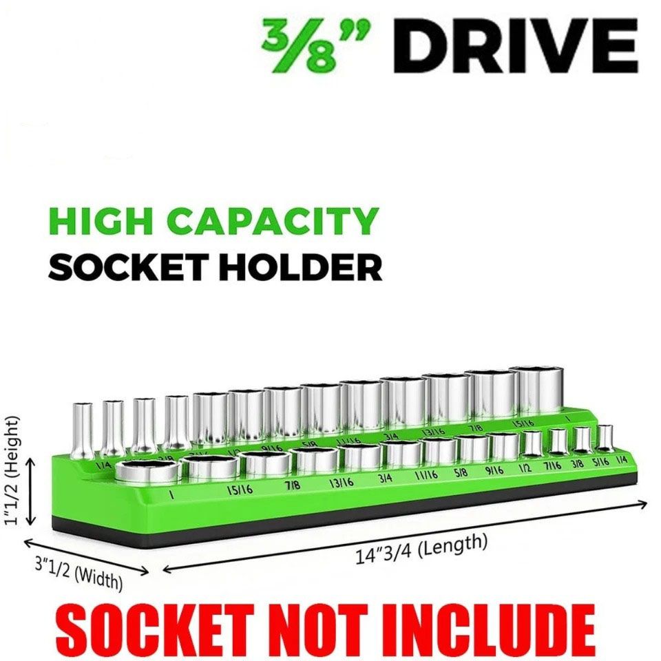 1PC 3/8" Green Imperial Magnetic Socket Organizer Storage Holder Trays Single size