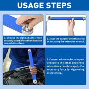 Extension Wrench Set Offset Ratchet Spanner Extender With Drive Adapters Socket