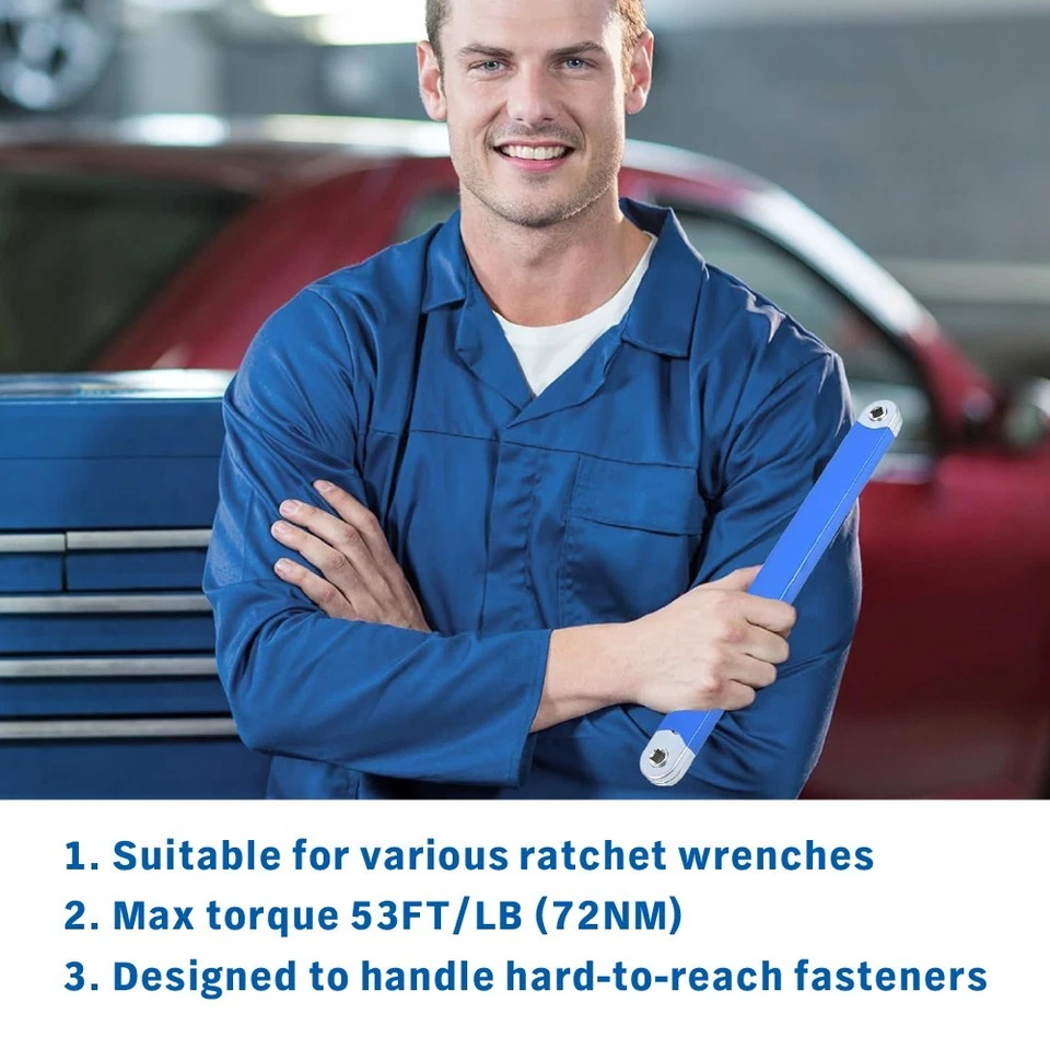 Extension Wrench Set Offset Ratchet Spanner Extender With Drive Adapters Socket