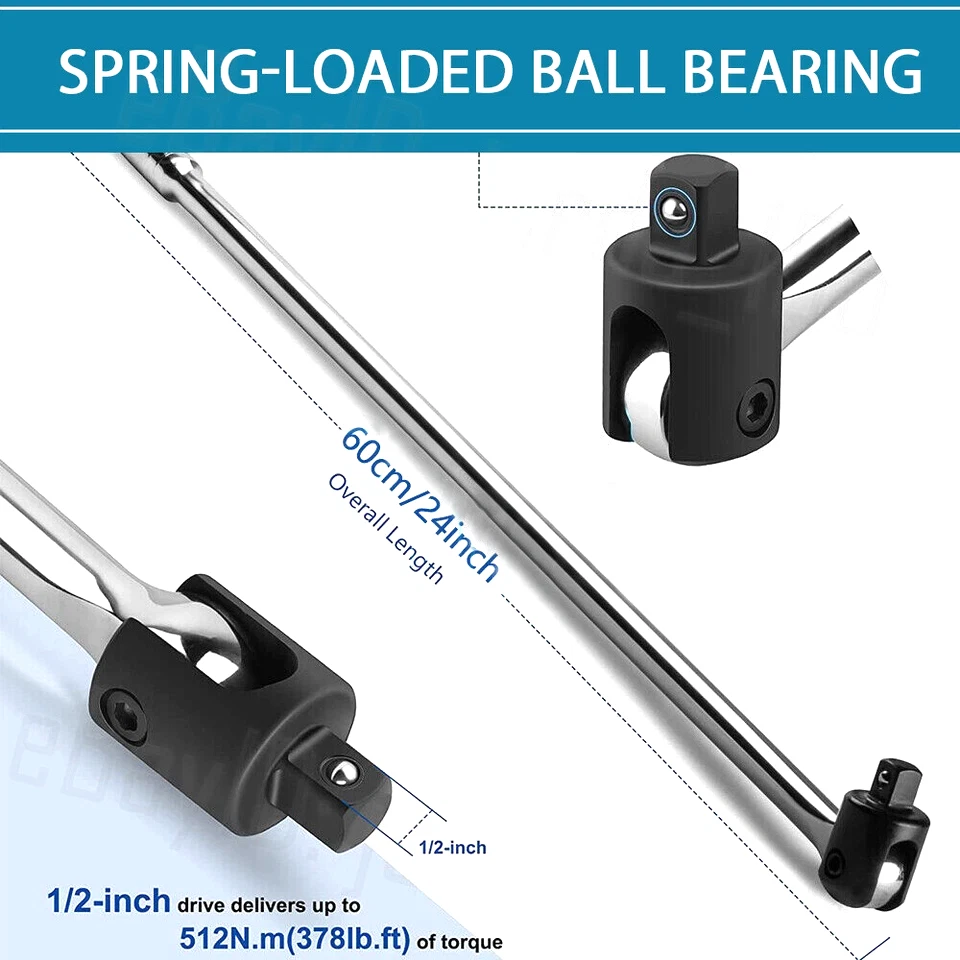 600MM 24" Breaker Bar Socket Heavy Duty 1/2" Drive Wrench Long Spanner