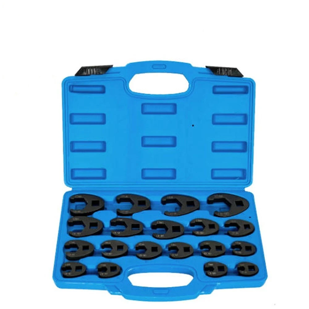 19pcs 3/8'' 1/2'' Flare Nut Crowfoot Crows foot Spanner Wrench Set Cr-Mo 8-32mm