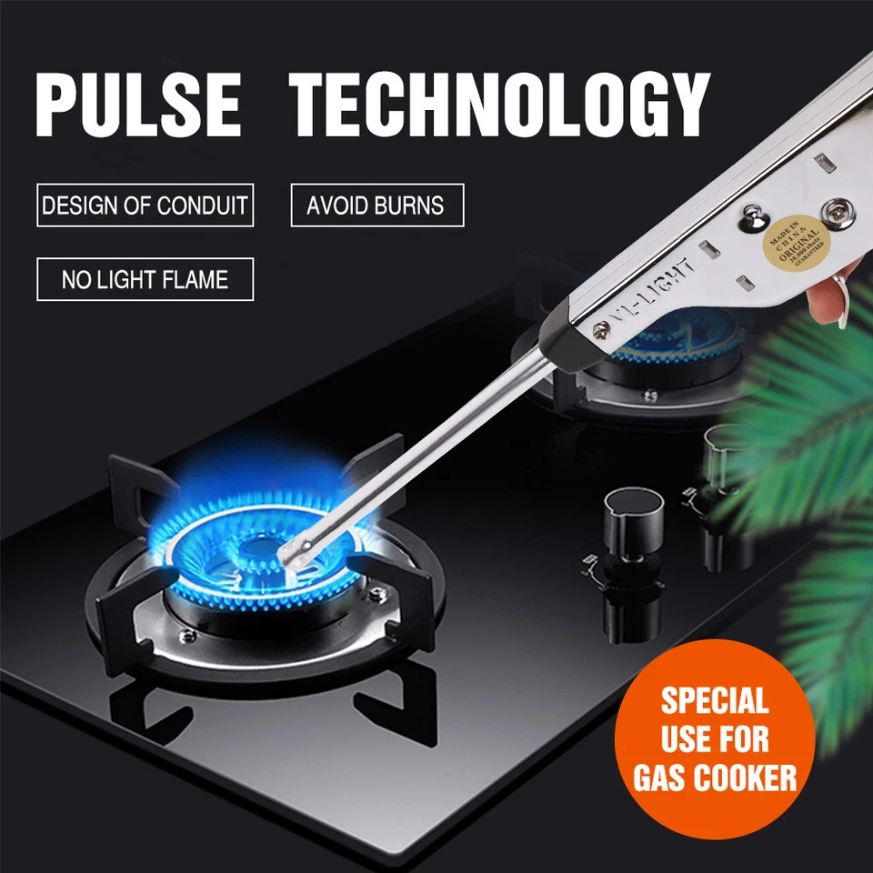 2x 270mm Barbecue igniter All-Metal Battery-Free Pulse Kitchen Camping Barbecue