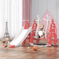 Kids Slide Swing Set Outdoor Toys Playground Activity Basketball Hoop-Pink V1097-PSSN02