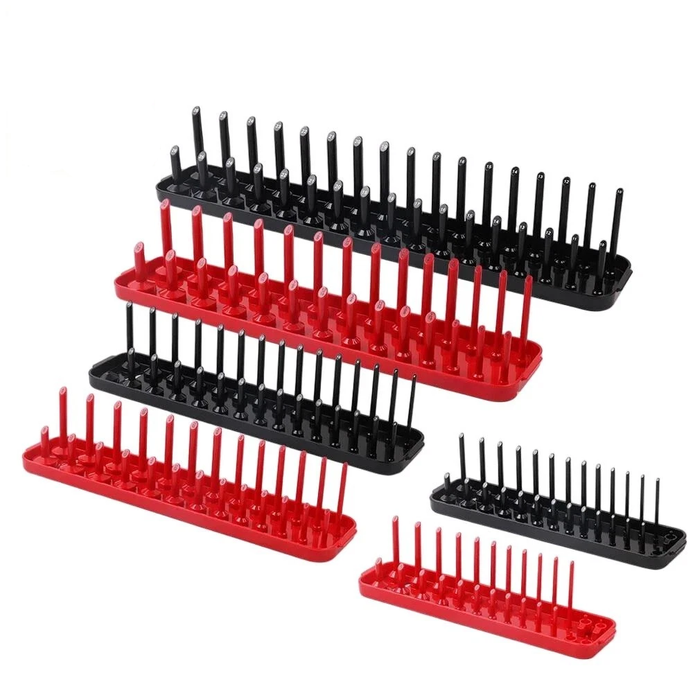 6Pcs Metric SAE Socket Tray Rack Holder Shelf Garage Organizer 1/4"/3/8"/1/2"