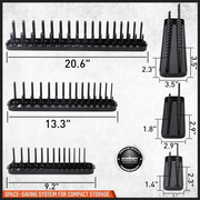 6Pcs Metric SAE Socket Tray Rack Holder Shelf Garage Organizer 1/4"/3/8"/1/2"