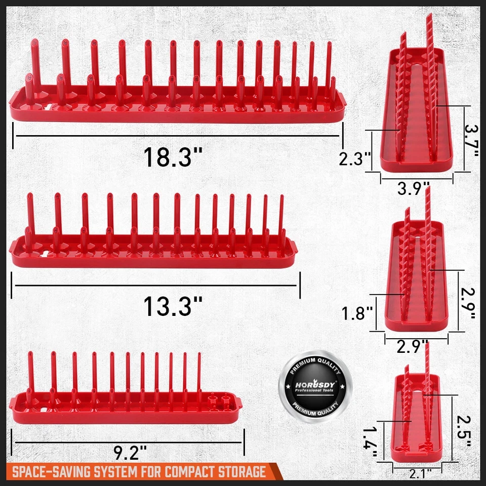 3Pcs SAE Socket Tray Rack Holder Shelf Garage Organizer 1/4"/3/8"/1/2"