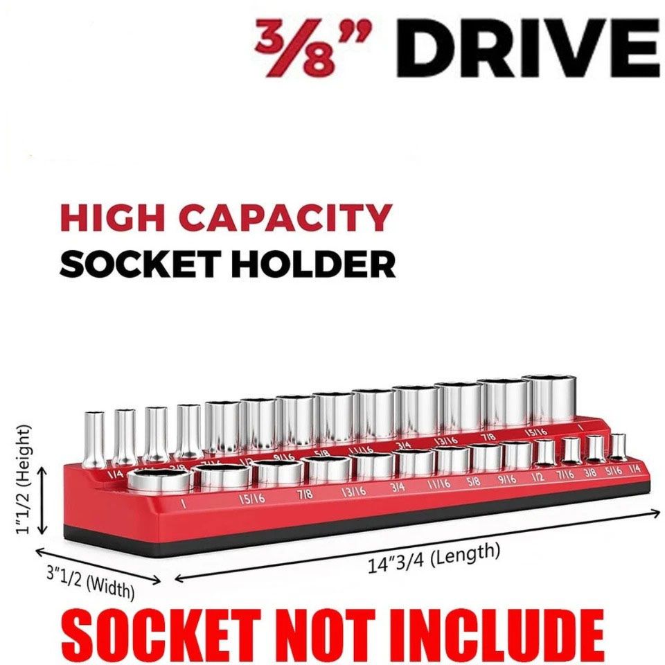 1PC 3/8" Red Imperial Magnetic Socket Organizer Storage Holder Trays Single size