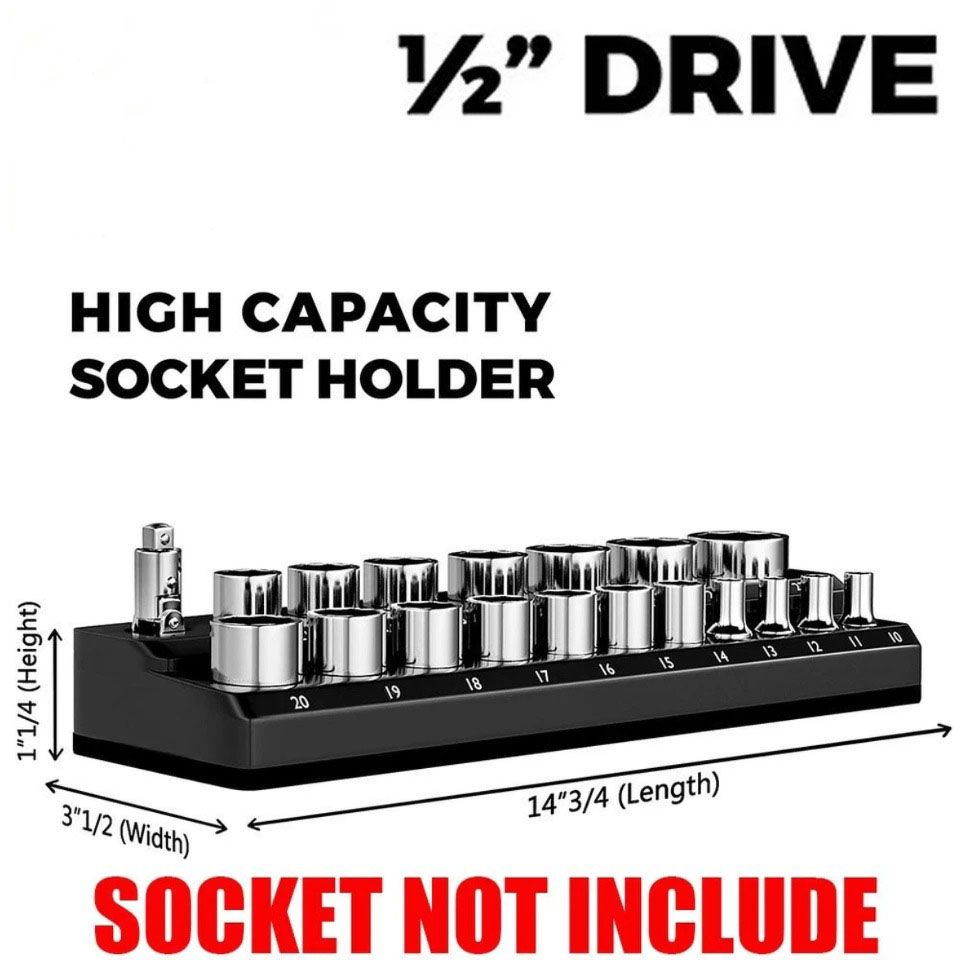 1PC 3/8" Black Metric Magnetic Socket Organizer Storage Holder Trays Single size